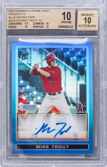 2009 Bowman Chrome Draft Prospects #BDPP89 Mike Trout (Blue Refractor) Signed Rookie Card (#69/150) – BGS PRISTINE 10/BGS 10 "1 of 2!"